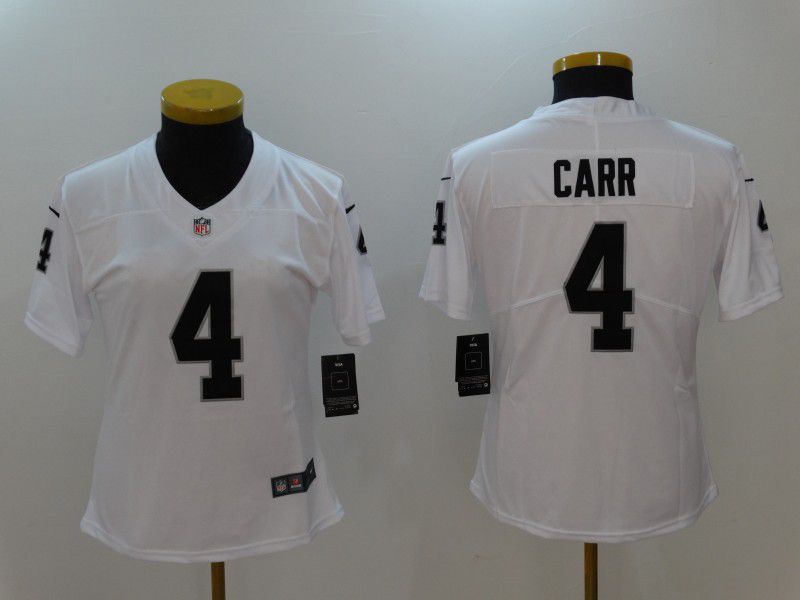 Women Oakland Raiders #4 Carr White Nike Vapor Untouchable Limited NFL Jerseys->women nfl jersey->Women Jersey